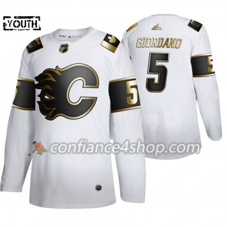 Adidas Maillot de Hockey Calgary Flames Mark Giordano 5 Adidas 2019-20 Golden Edition Blanc Authentic - Enfant